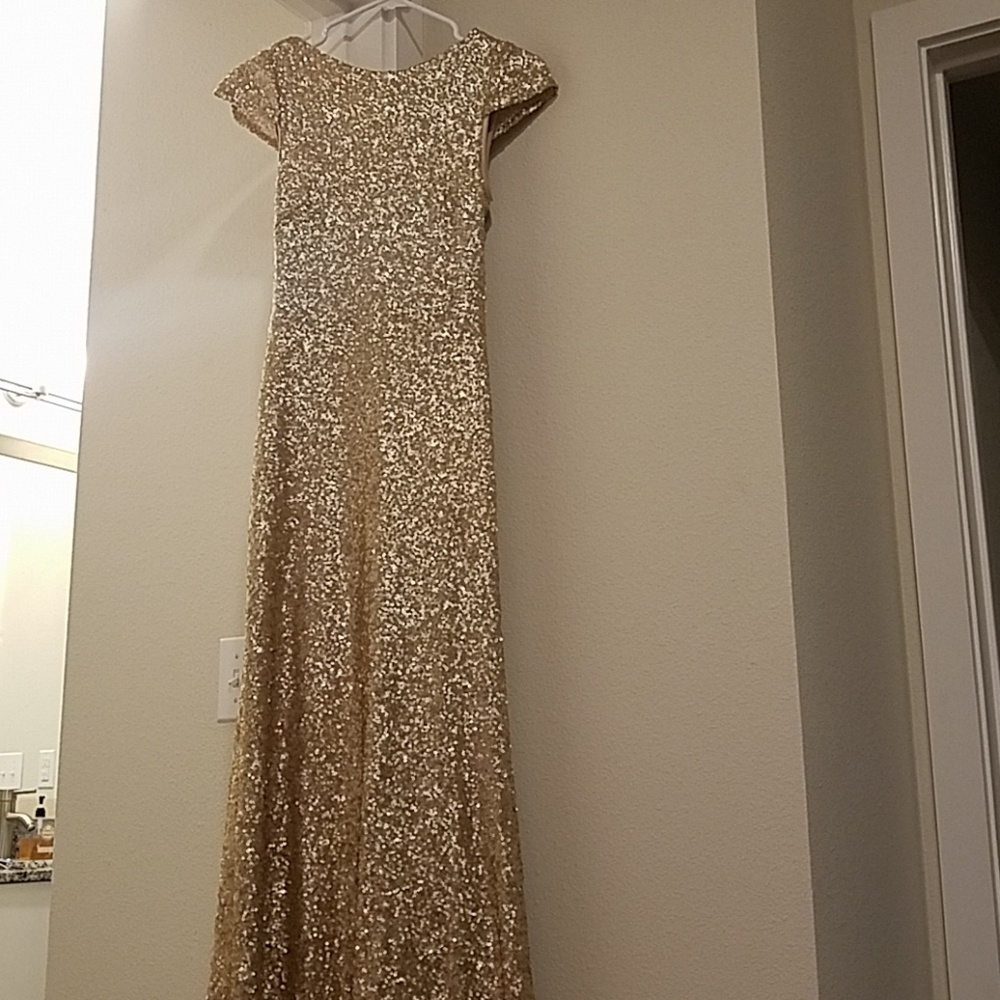 Gold sequin bridesmaid dress